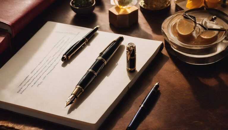 A classic fountain pen and elegant stationery set up on an open notebook in a still life arrangement. How to Write with a Fountain Pen